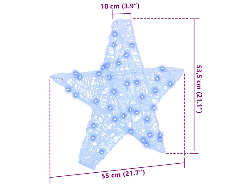  Étoile en 3d 50 led bleu 55 x 53,5 x 10 cm acrylique cf61919  - Conforama E