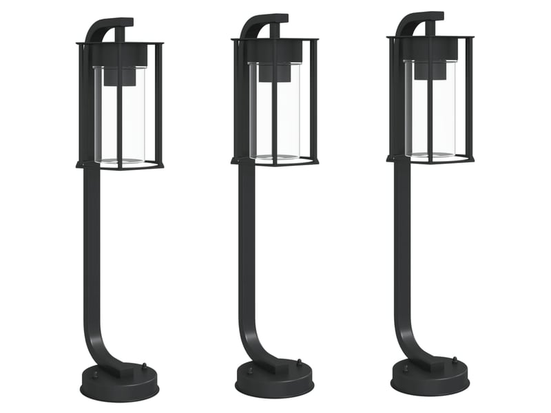  Lampadaires d'extérieur 3 pcs 60 cm acier inoxydable noir 02_0042552  - Conforama A