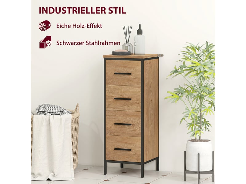  Meuble de salle de bain 4 tiroirs en panneau de particules et acier 30 x 30 x 82 cm  - Conforama E