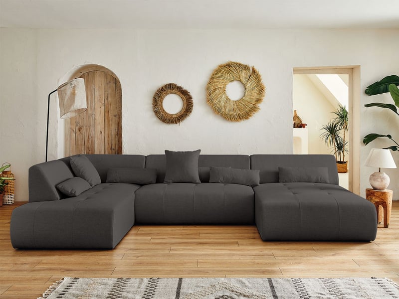  Onyx - canapé panoramique d'angle gauche 7 places - en tissu - lisa design - gris foncé ONYX - Conforama B