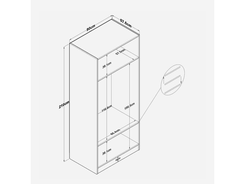  Armoire penderie 2 portes avec étagères et barre de penderie horizon  - Conforama D