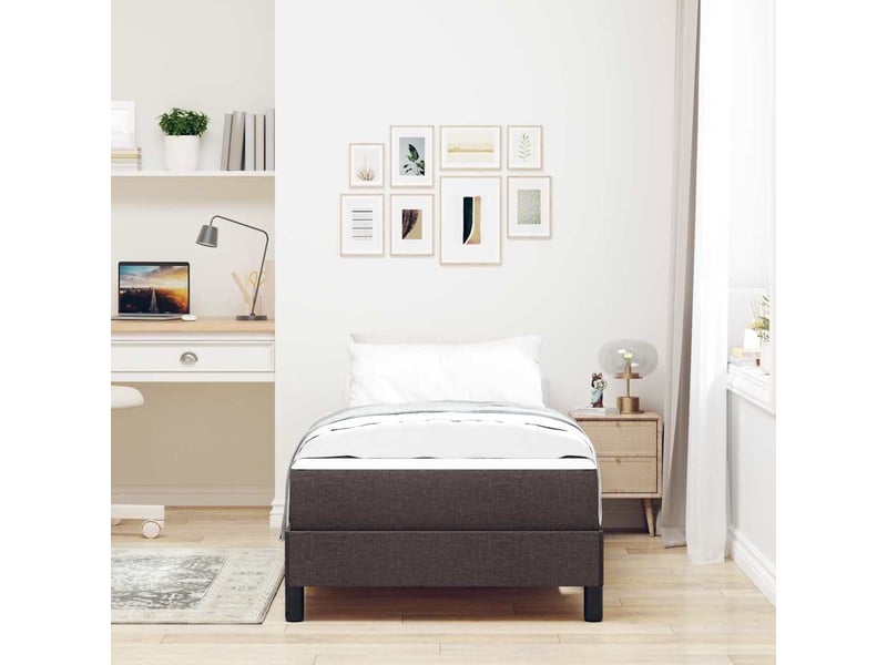  Lit simple- lit adulte -  lit à ressorts marron foncé 100 x 200 cm tissu  - Conforama B