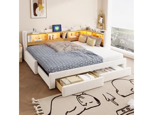 Lit gigogne 90x200 cm <strong></strong> <strong></strong> coloris beige