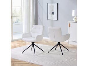 Chaise de salle à manger pivotante 55x50x85 cm – blanc et noir – lot de 2, design léger luxe