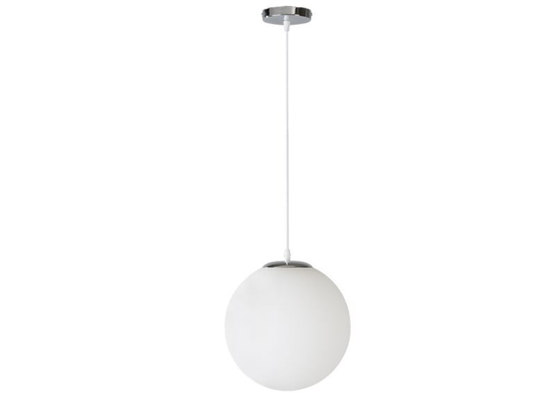  Suspension luminaire lustre suspendu en acier nickel-mat boule en verre ø 20 cm  - Conforama A