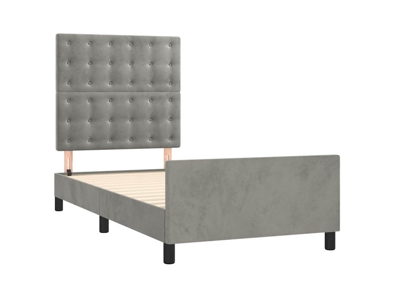  Lit simple- lit adulte -  cadre de lit sans matelas gris clair 80x200 cm velours  - Conforama C