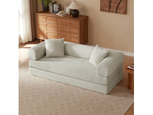 Canapé convertible 3 places 195x89x59 cm beige, sofa modulable, canapé de sol style tatami pliable pour salon et chambre