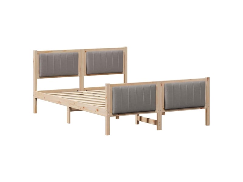  Lit double- lit adulte -  cadre de lit marron et taupe 140 x 200 cm bois massif en pin  - Conforama A