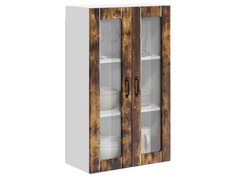  Meuble mural de cuisine, cabinet en verre mural chêne fumé 60x31x100cm shl8610  - Conforama C