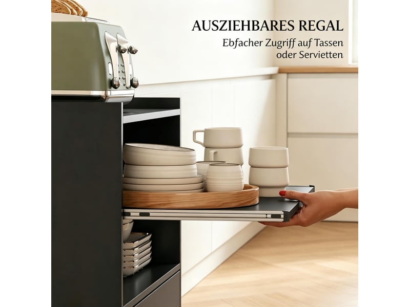 Desserte micro-ondes avec rangement sur roulettes, tiroir et placard evryae - Conforama B