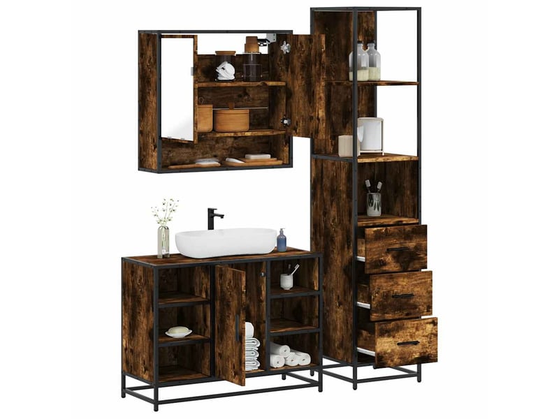  Ensemble de meubles de salle de bain 3 pcs chêne fumé cf63732  - Conforama B