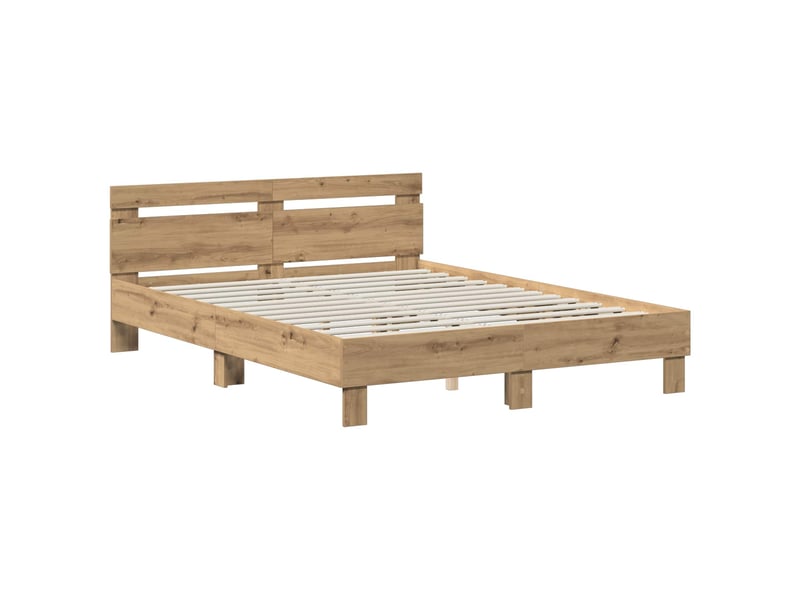  Lit double- lit adulte -  cadre de lit chêne artisanal 135 x 190 cm bois d'ingénierie  - Conforama B