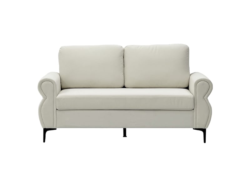  Canapé droit 2 places en tissu blanc crème à ressorts ensachés, assise ergonomique et housses amovibles  - Conforama A