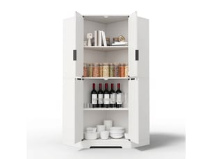 Buffet de cuisine d'angle blanc 60x60x172 cm avec 4 portes et rangements