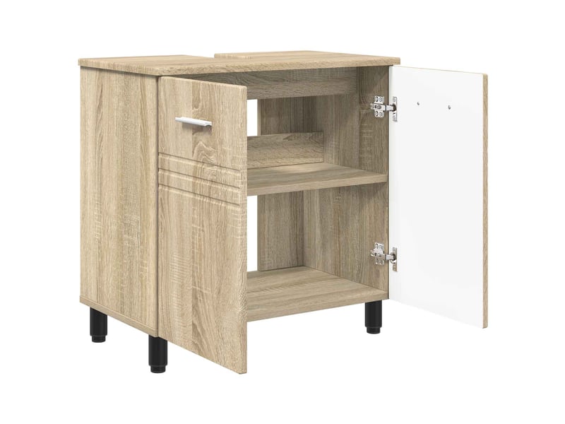  Unité de vanité de salle de bain, meuble de rangement chêne sonoma 60x35x60 cm shl9370  - Conforama D