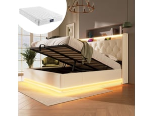 Lit avec rangement 160x200 cm <strong>FLORAGRACE</strong>  <strong></strong> coloris blanc