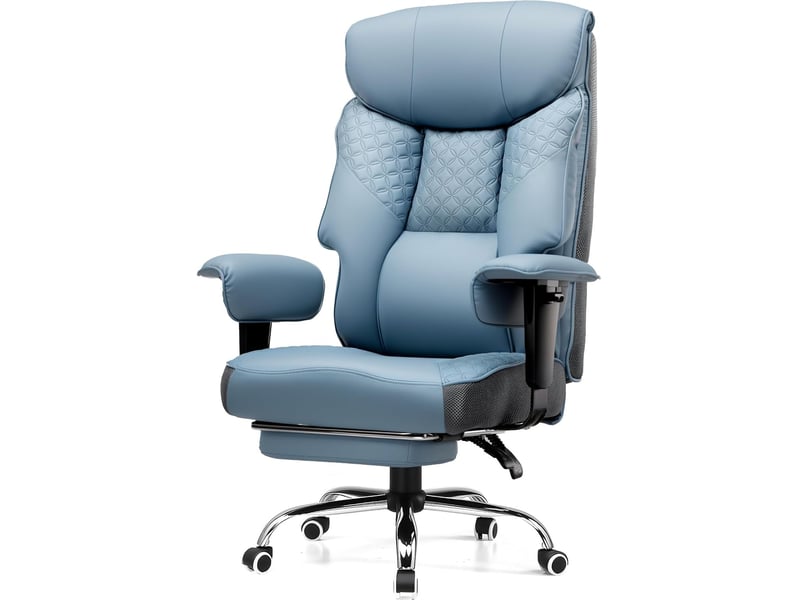Gtplayer chaise de jeu pour personnes de forte corpulence avec assise 3d, repose-pieds, pu, 180kg - bleu clair CH810-LAKE BLUE - Conforama A