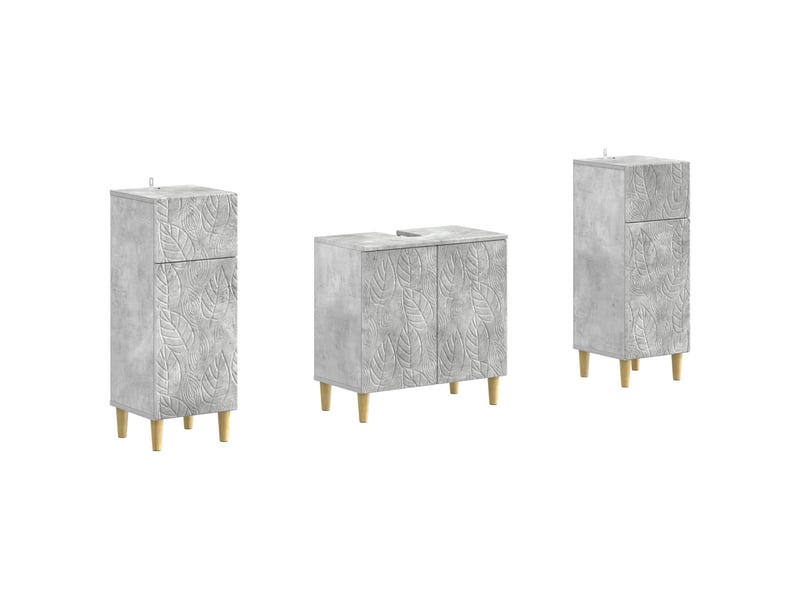 Ensemble de meuble de salle de bain 3 pièces delft gris béton cf63388 - Conforama A