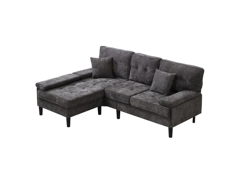 Canapé d’angle 3 places 195x149x86 cm modulable structure en bois gris antique - Conforama A