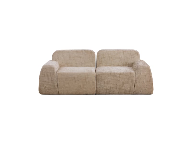 Canapé modulable chenille 198x90,5 cm, compressé sans montage, coussin mousse haute résilience, couleur beige clair pour salon moderne - Conforama A