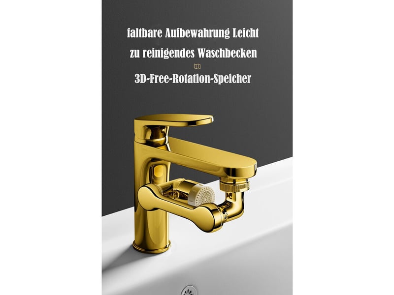  Accessoire d'extension pour robinet, aérateur de robinet rotatif à 1080°, bec mélangeur à double buse (doré) PPL001059TBY - Conforama C