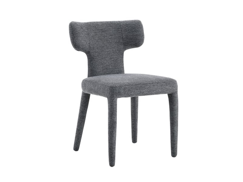  2 chaises modernes pour salle à manger - dossier en t, assise rembourrée en tissu, cadre métal à 4 pieds - salon-cuisine  - Conforama A