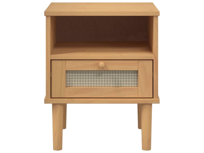  Table de chevet - cabinet de chevet - table de nuit senja aspect de rotin marron bois de pin massif  - Conforama E