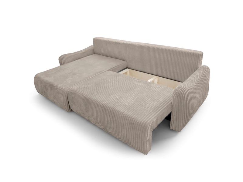  Apoline - canapé d'angle réversible convertible 4 places avec coffre en velours côtelé épais  - Conforama D