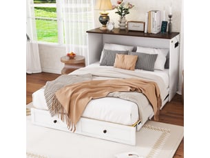 Lit escamotable 140x200 cm <strong>MERAX</strong>  <strong>lit adulte blanc</strong> coloris blanc