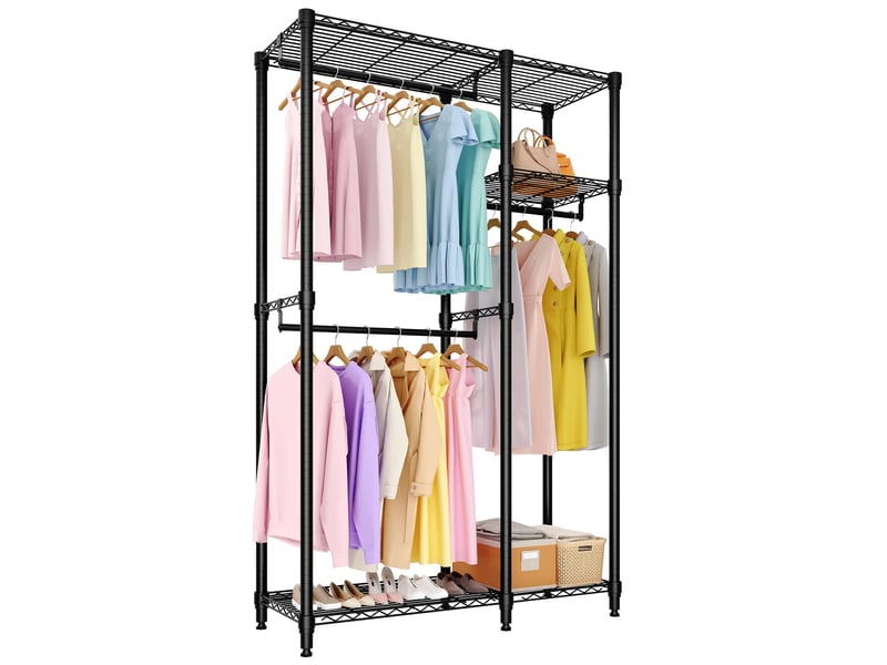  Portant à vêtements en métal robuste – 3 tringles &amp; étagères réglables – rangement autoportant grand capacité – 2x3 étages PHK_36PB8MN7 - Conforama A