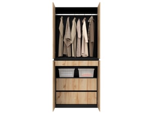 Armoire 90x50x200 cm 4 portes mdf chêneblanc