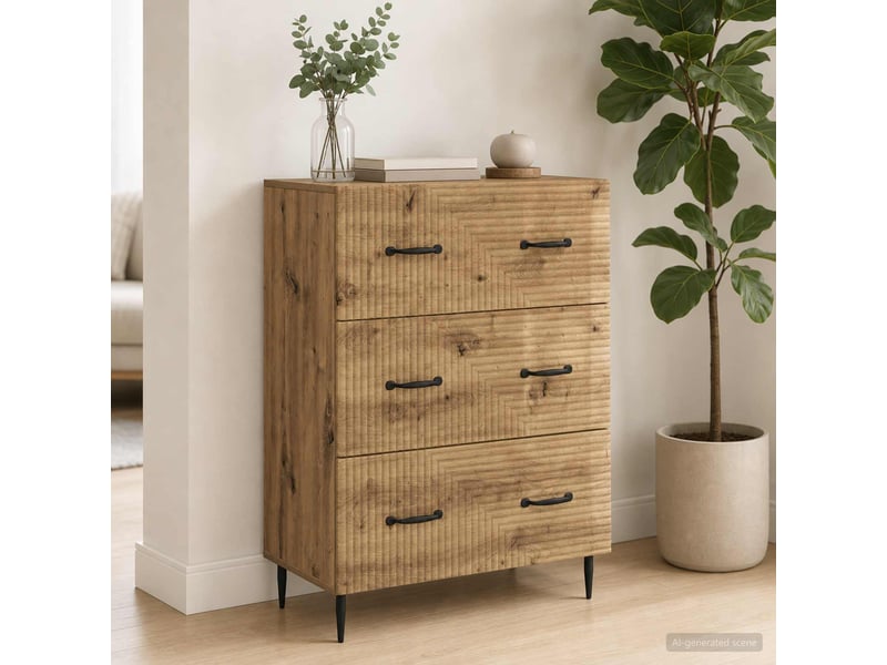  Armoire de rangement bureau, armoire à tiroirs 66 x 34,5 x 89,5 cm bois d'ingénierie  - Conforama B