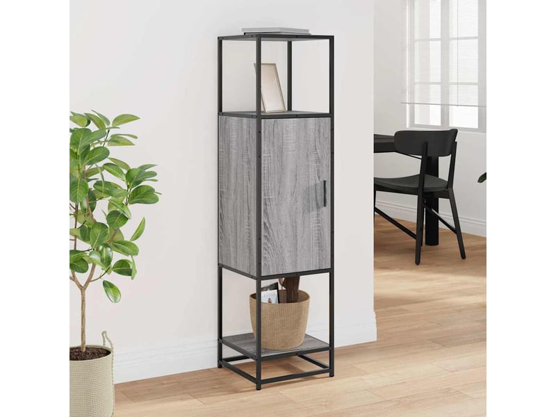  Buffet haut - bahut - meuble de rangement sonoma gris 35,5x35x139 cm bois d'ingénierie métal  - Conforama C