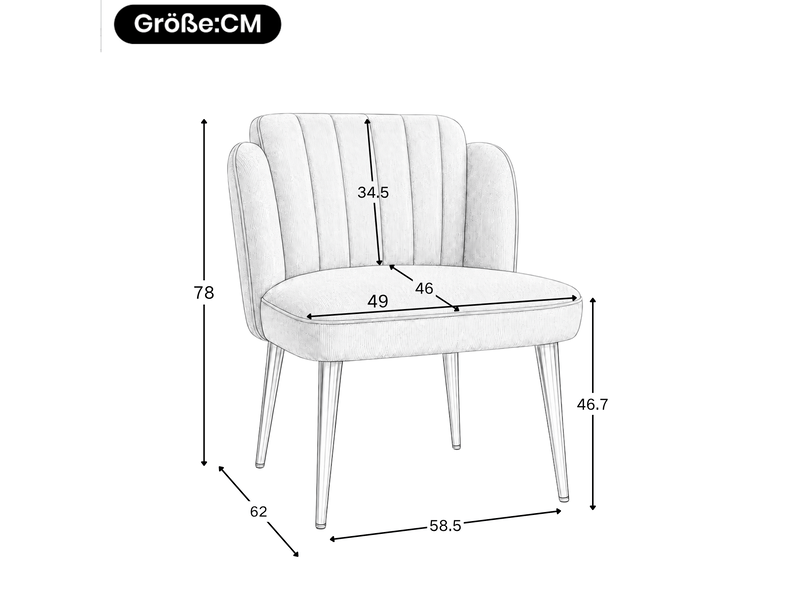 Lot de 4 chaises de salle à manger, moderne, dossier incurvé, assise large, métal doré, blanc - Conforama C