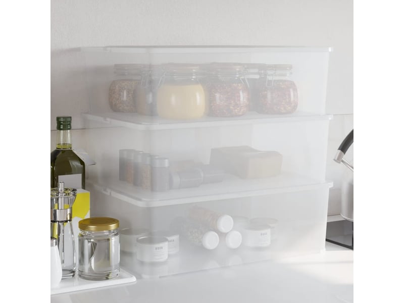  Boîtes de rangement en plastique 3 pcs 25 l empilables  - Conforama B