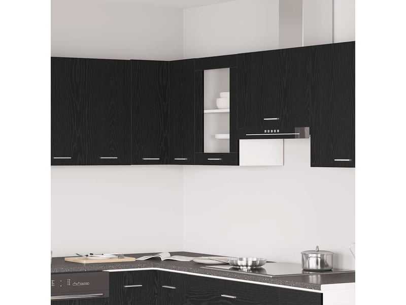  Vitrine suspendue en chêne noir 40x31x60cm bois d'ingénierie  - Conforama B