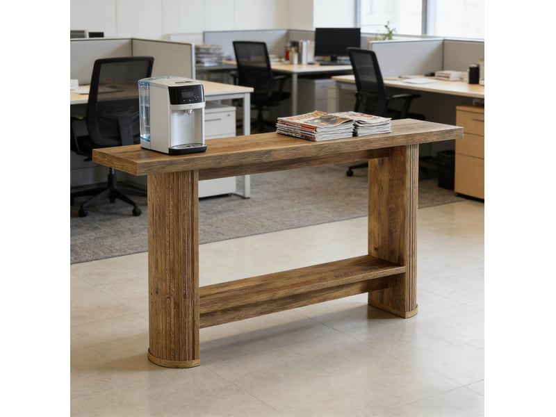 Table console étroite 140 x 30 x 80 cm avec tablette de rangement, marron  - Conforama D