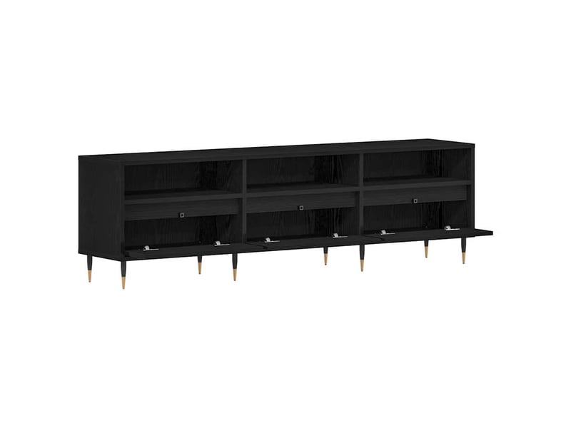  Meuble tv - banc tv - meuble de rangement 150 x 30 x 44,5 cm chêne noir bois d'ingénierie  - Conforama E
