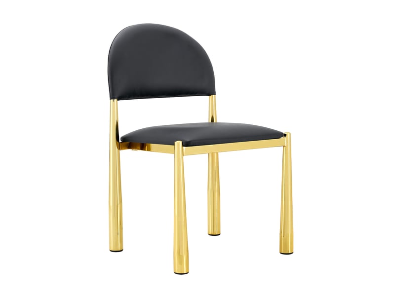 Lot de 2 chaises de salle à manger en pu noir avec dossier demi-rond cravdom