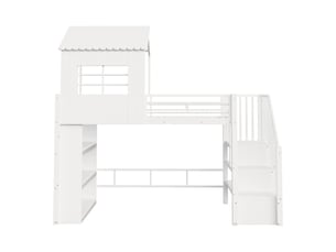Lit cabane 90x200 cm MAISONORA coloris blanc