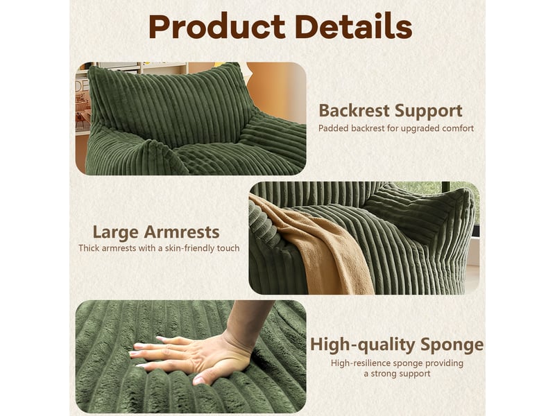  Fauteuil de relaxation 103x90x70 cm en flanelle avec ottoman vert chicfurn  - Conforama D
