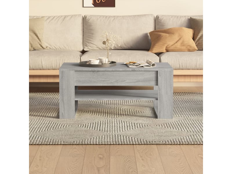  Table basse rectangulaire | table de salon sonoma gris 102x55x45 cm bois d'ingénierie  - Conforama E