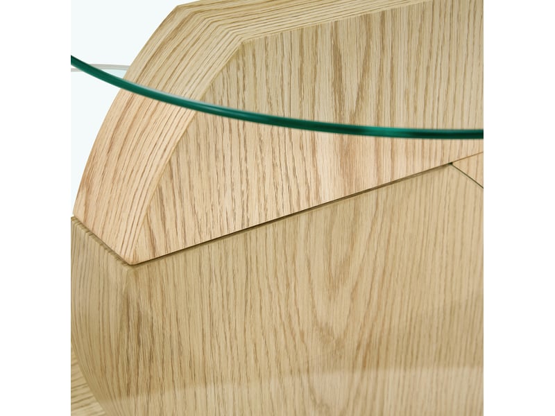  Table basse à 2 niveaux avec plateau en verre de sécurité et structure en mdf, pour salon, 78,99 × 78,51 × 24,51 cm  - Conforama E