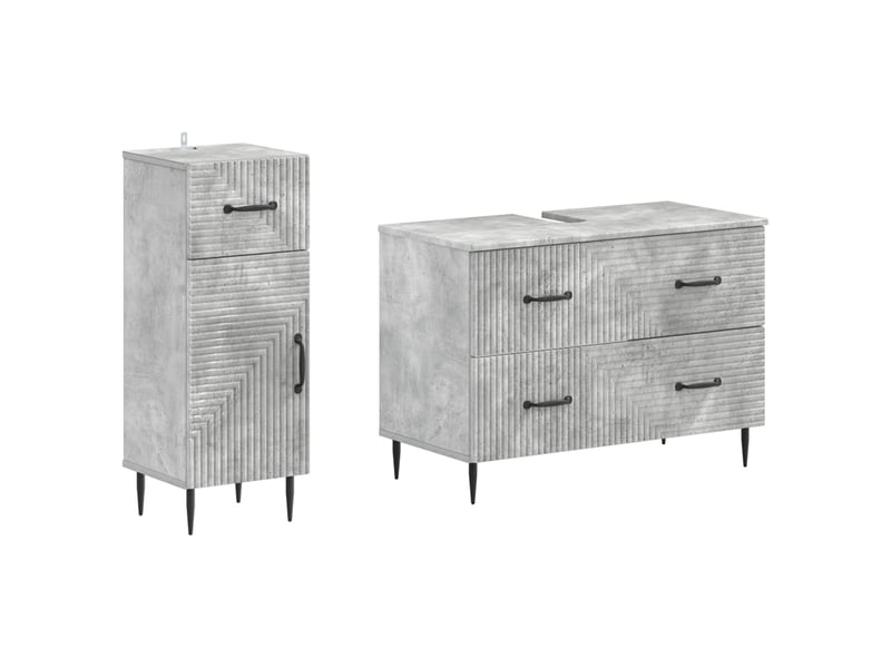 Ensemble de 2 meubles de salle de bain haarlem gris béton cf63167 - Conforama A