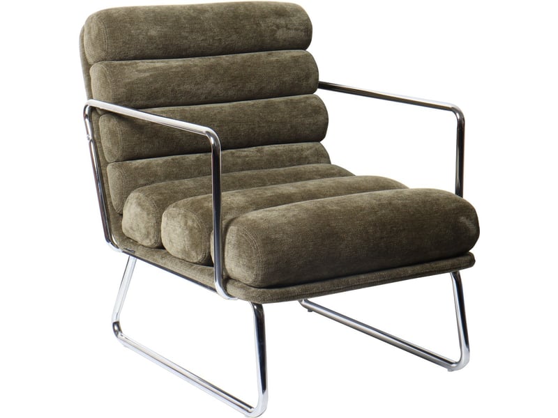  Fauteuil en tissu chenille vert kaki - vania Vania - Conforama C