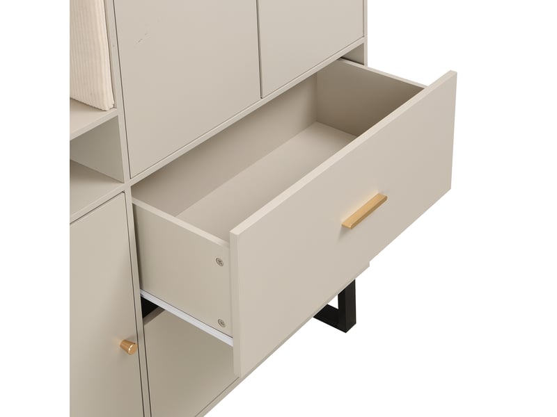  Meuble d’entrée 110x186x38 cm avec penderie, étagères, panneaux capitonnés et meuble à chaussures  - Conforama D