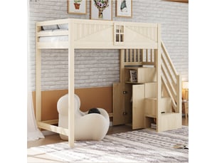 Lit mezzanine 90x200 cm MEUBLIV coloris naturel