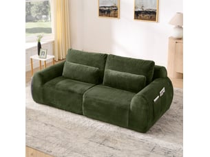 Canapé 2 places 208x101x81 cm vert en mousse, ports usb et poche latérale, design moderne
