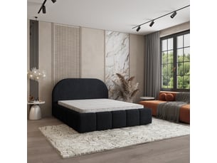 Lit coffre 200x200 cm <strong>MASSENO</strong> <strong></strong> coloris noir