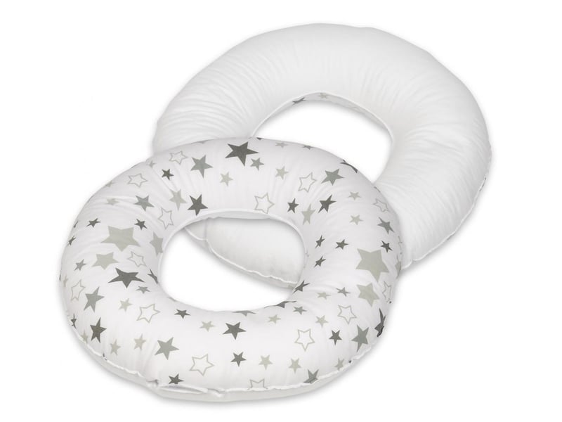  Coussin rond post natal etoiles grises et blanches sur fond blanc  blanc 4200050.1 - Conforama A